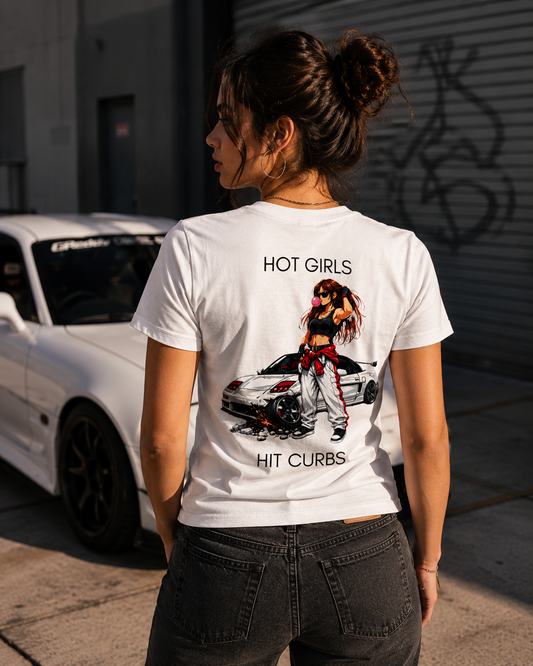 HOT GIRLS HIT CURBS Backprint Premium T-Shirt