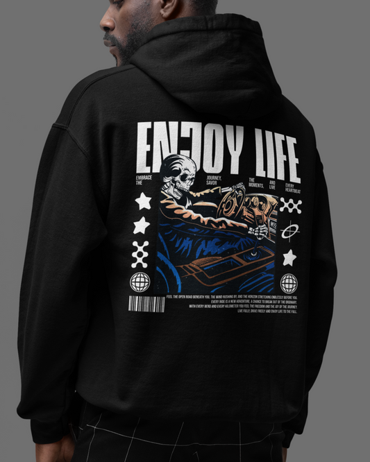 ENJOY LIFE Backprint Oversized Hoodie