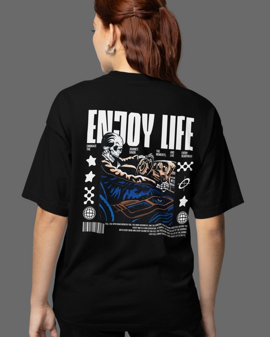 ENJOY LIFE Backprint Oversized T-Shirt
