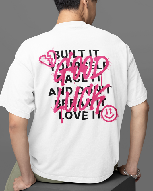 GOOD LUCK Backprint Oversized T-Shirt