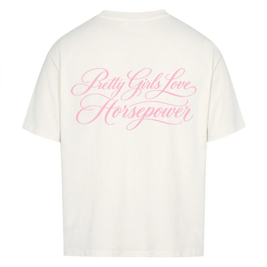 PRETTY GIRLS LOVE HORSEPOWER - Backprint Premium T-Shirt