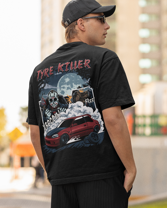 TYRE KILLER Backprint Oversized T-Shirt