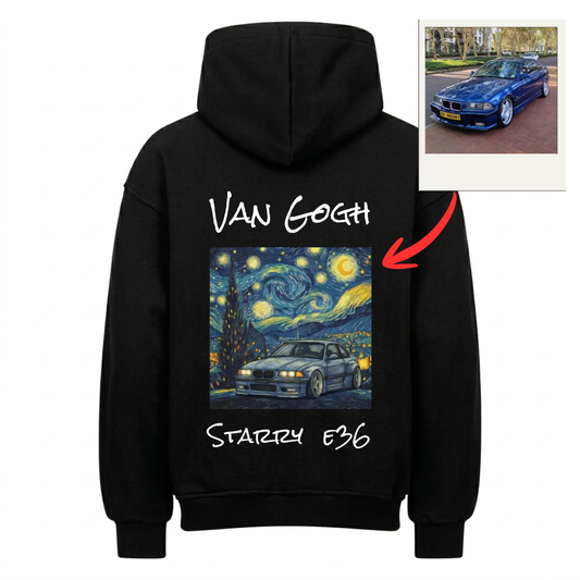 Van Gogh x Car Personalisiert - Backprint Hoodie