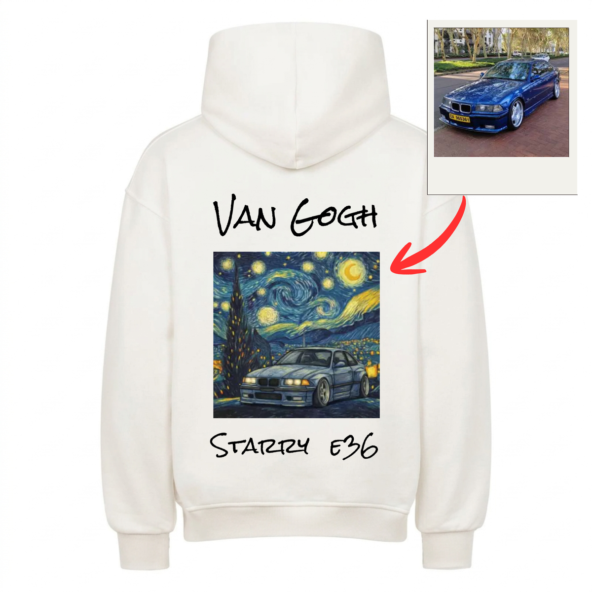 Van Gogh x Car Personalisiert - Backprint Hoodie
