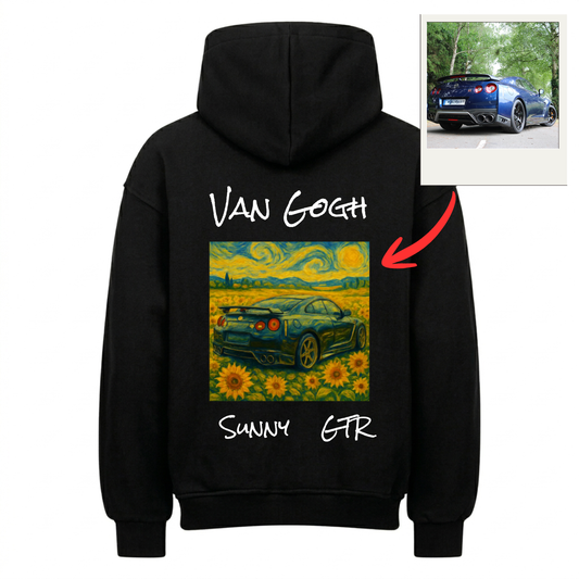 Van Gogh Sunflowers x Car Personalisiert - Backprint Hoodie