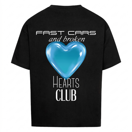 Fast Cars & Broken Hearts Club Blue Version - Backprint Premium T-Shirt