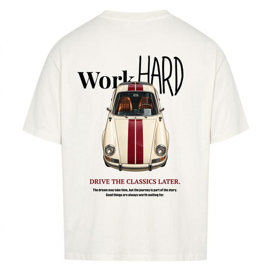WORK HARD, DRIVE THE CLASSICS - Backprint Premium T-Shirt