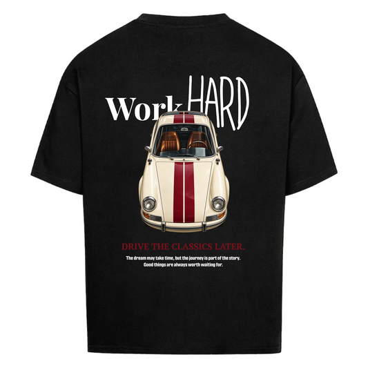 WORK HARD, DRIVE THE CLASSICS - Backprint Premium T-Shirt