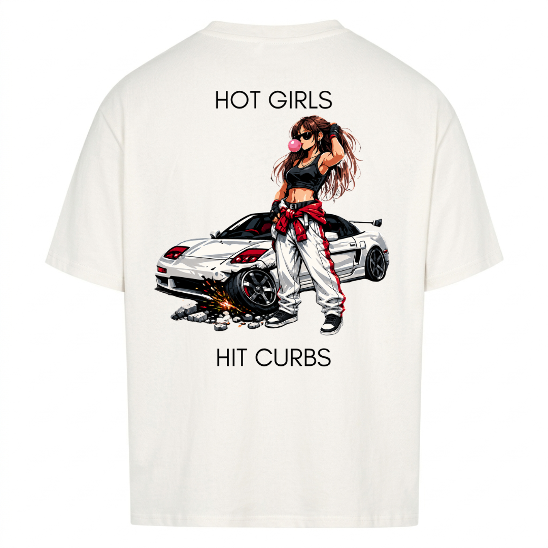 HOT GIRLS HIT CURBS Backprint Premium T-Shirt