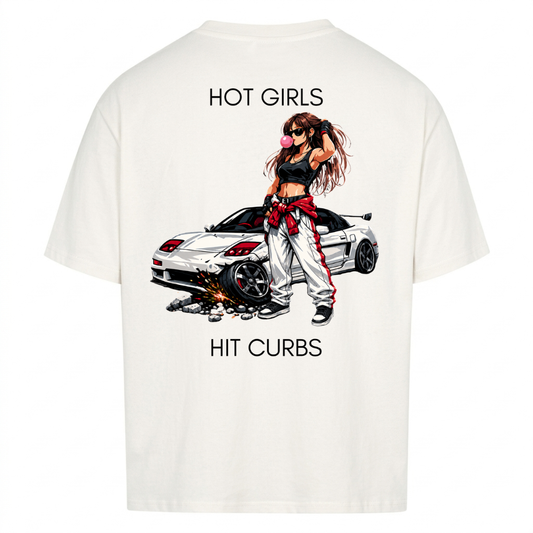 HOT GIRLS HIT CURBS Backprint Premium T-Shirt