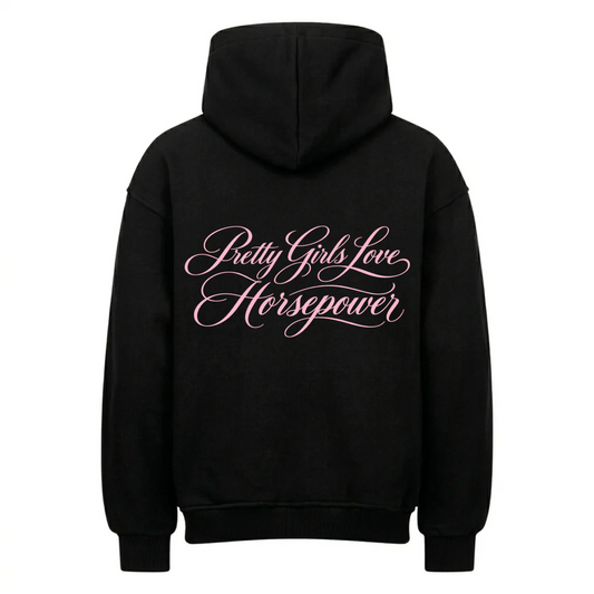 PRETTY GIRLS LOVE HORSEPOWER Backprint Premium Hoodie