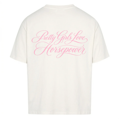 PRETTY GIRLS LOVE HORSEPOWER -  Backprint Premium T-Shirt