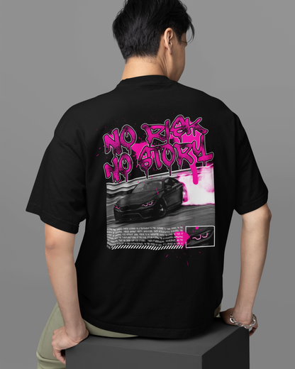 NO RISK NO STORY Backprint Oversized T-Shirt