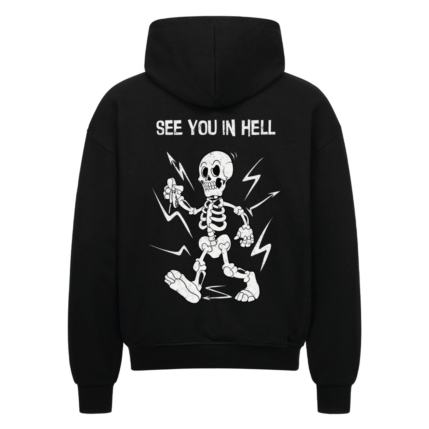 SEE YOU IN HELL Backprint Oversized Zipper Hoodie