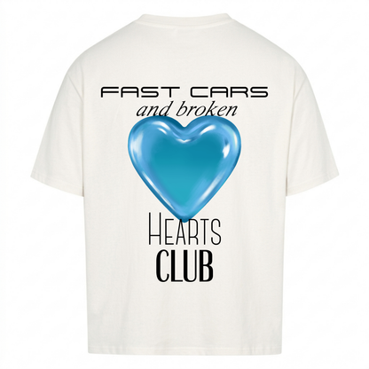 Fast Cars & Broken Hearts Club Blue Version - Backprint Premium T-Shirt