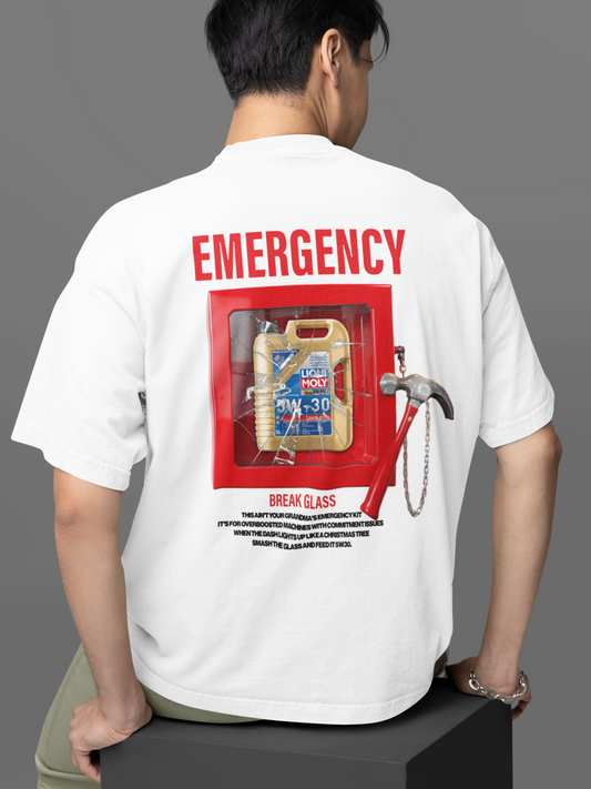 EMERGENCY OIL Backprint Oversized T-Shirt